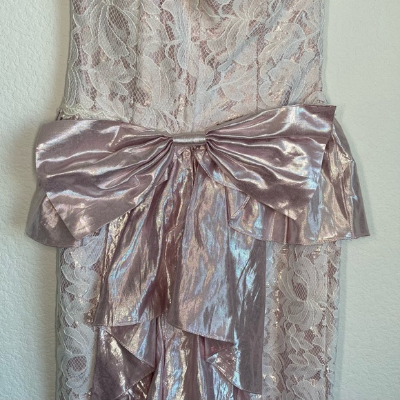 1980s Scott McClintock Metallic Pink & Lace Dress (A8) - Picture 9 of 14